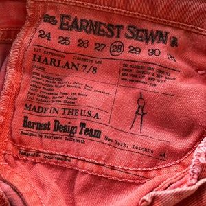 Earnest sewn coral jeans. Harlan 7/8.